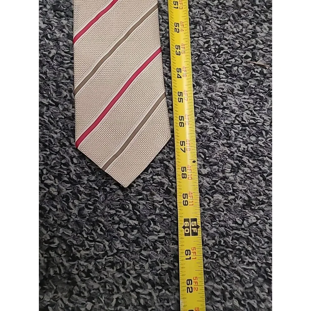 Ermenegildo Zegna‎ Tie Striped Cream Red Stripe Silk Necktie 58/3.75